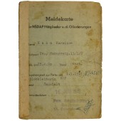 Registreringsbevis för medlemmar i NSDAP och dess formationer.